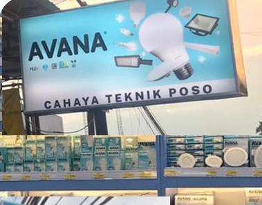 Papan nama AVANA di Cahaya Teknik Poso
